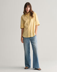 Camisa de manga curta Luxury Oxford &agrave;s riscas relaxed fit