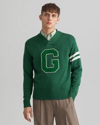 Sweatshirt com decote em V Collegiate