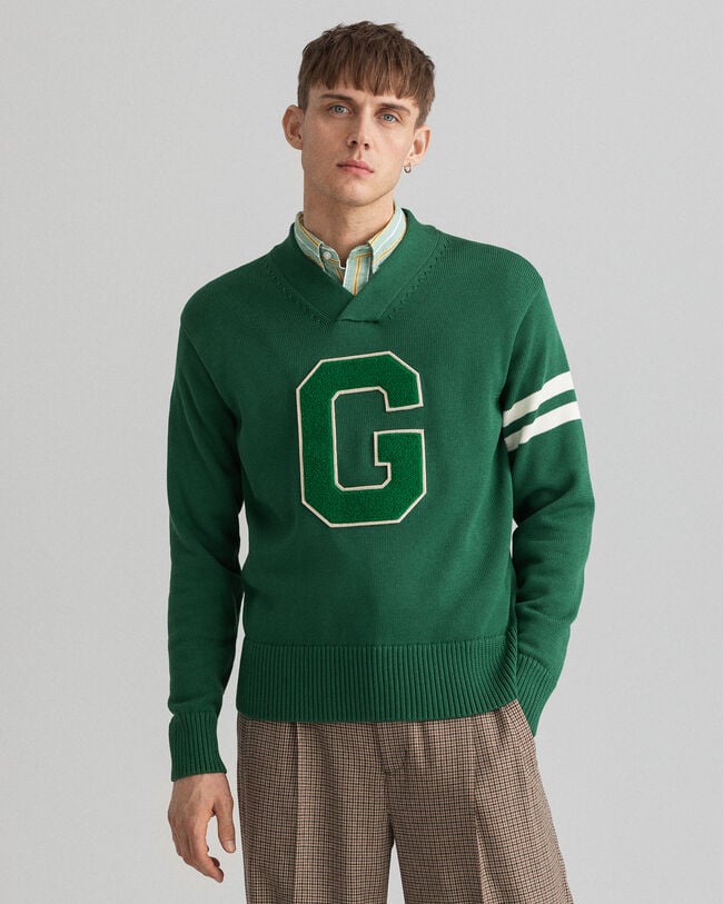 Sweatshirt com decote em V Collegiate