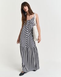 Vestido maxi às riscas Chevron