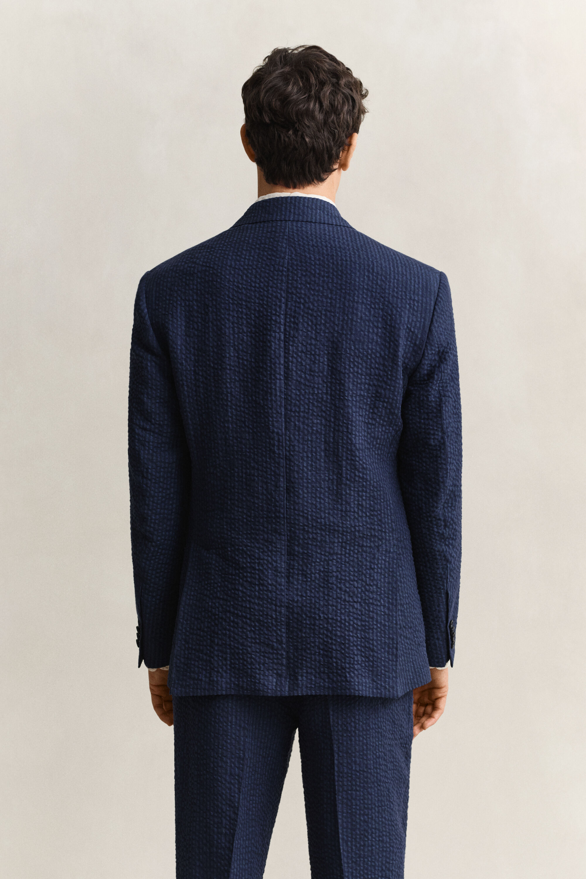 Casaco de fato Seersucker Indigo