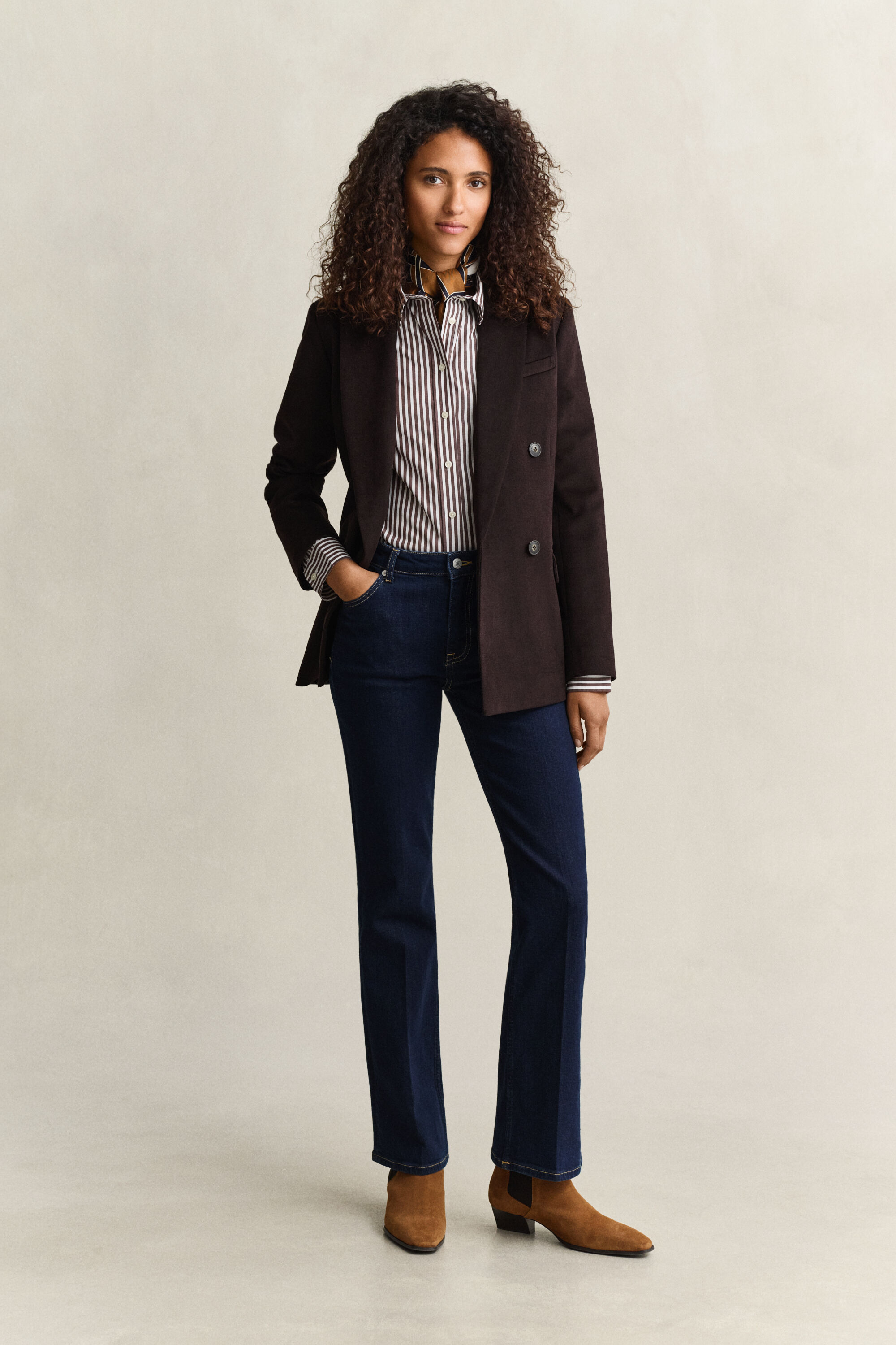 Camisa em popelina às riscas Classic regular fit