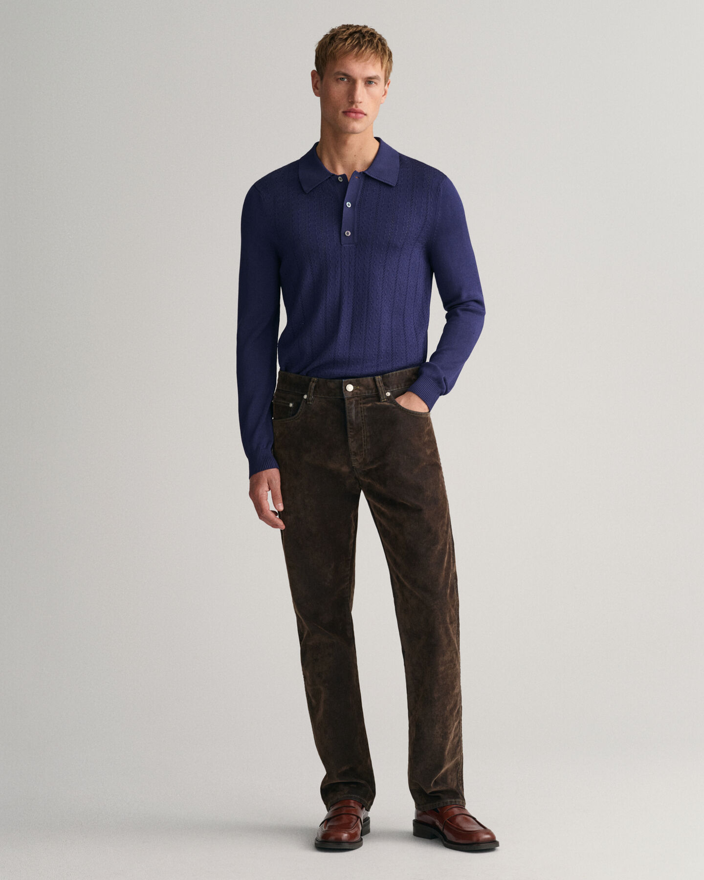 Pulover estilo polo em viscose Shiny