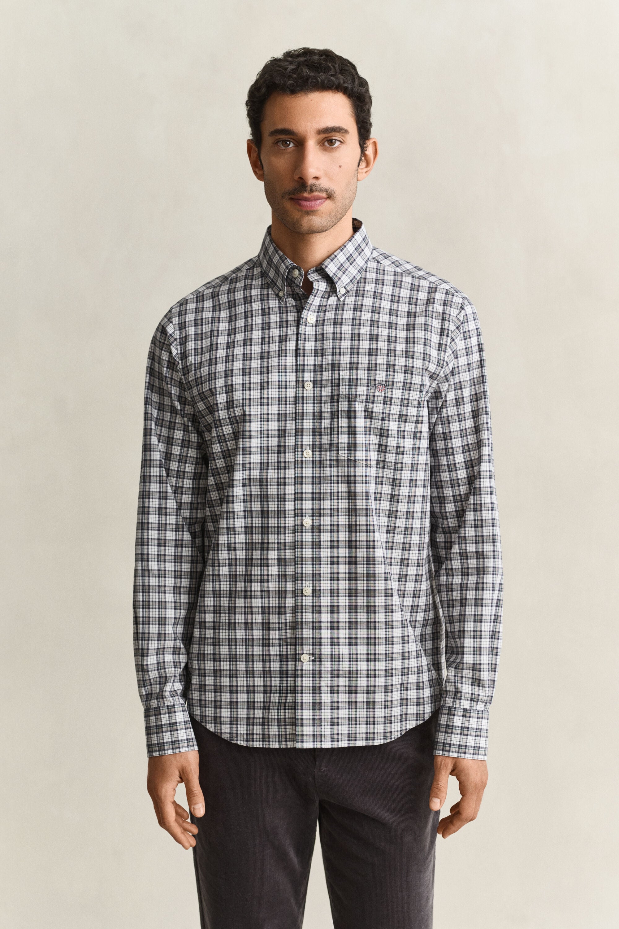Camisa de popelina com padrão de xadrez