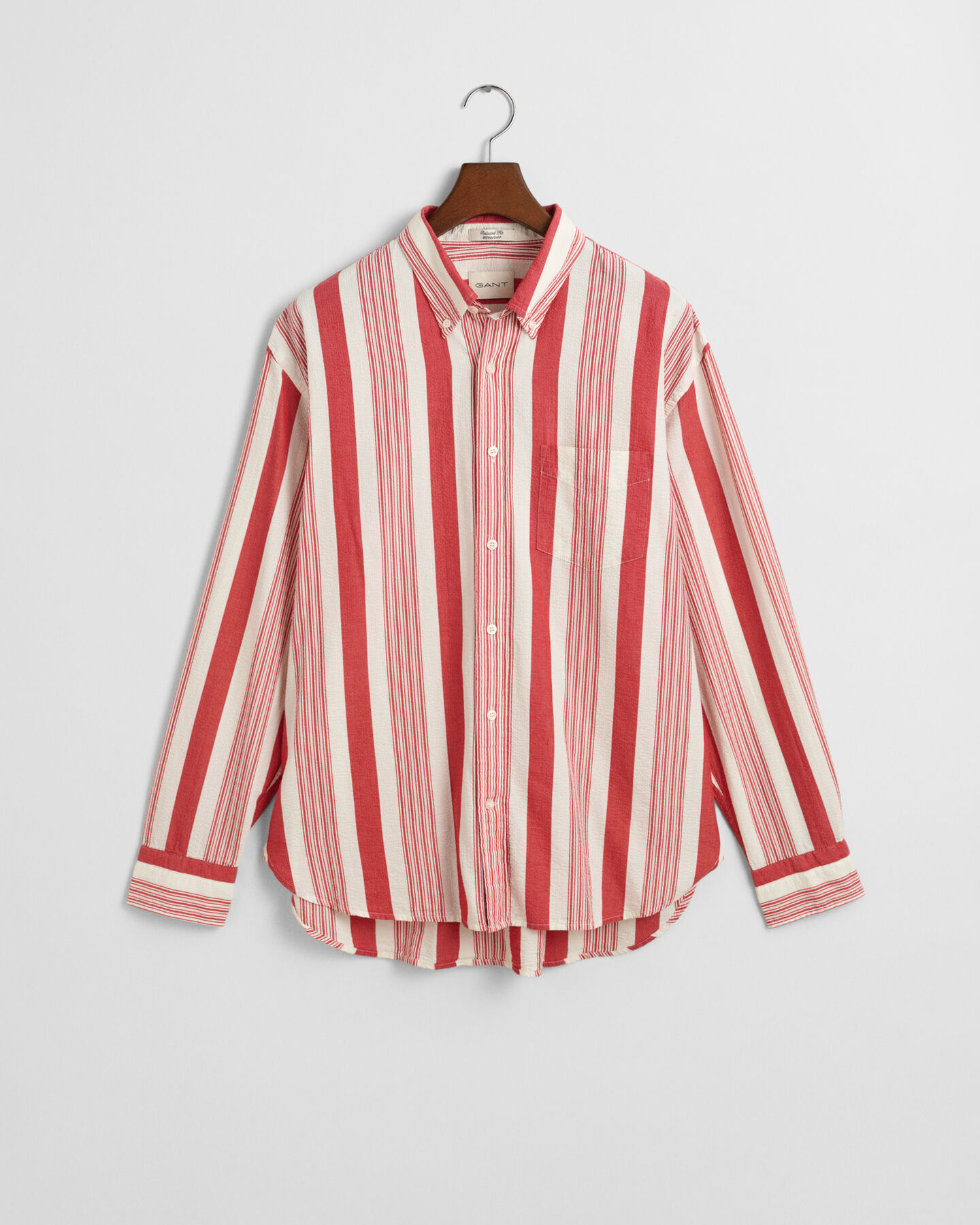 Camisa às riscas largas Seersucker relaxed fit