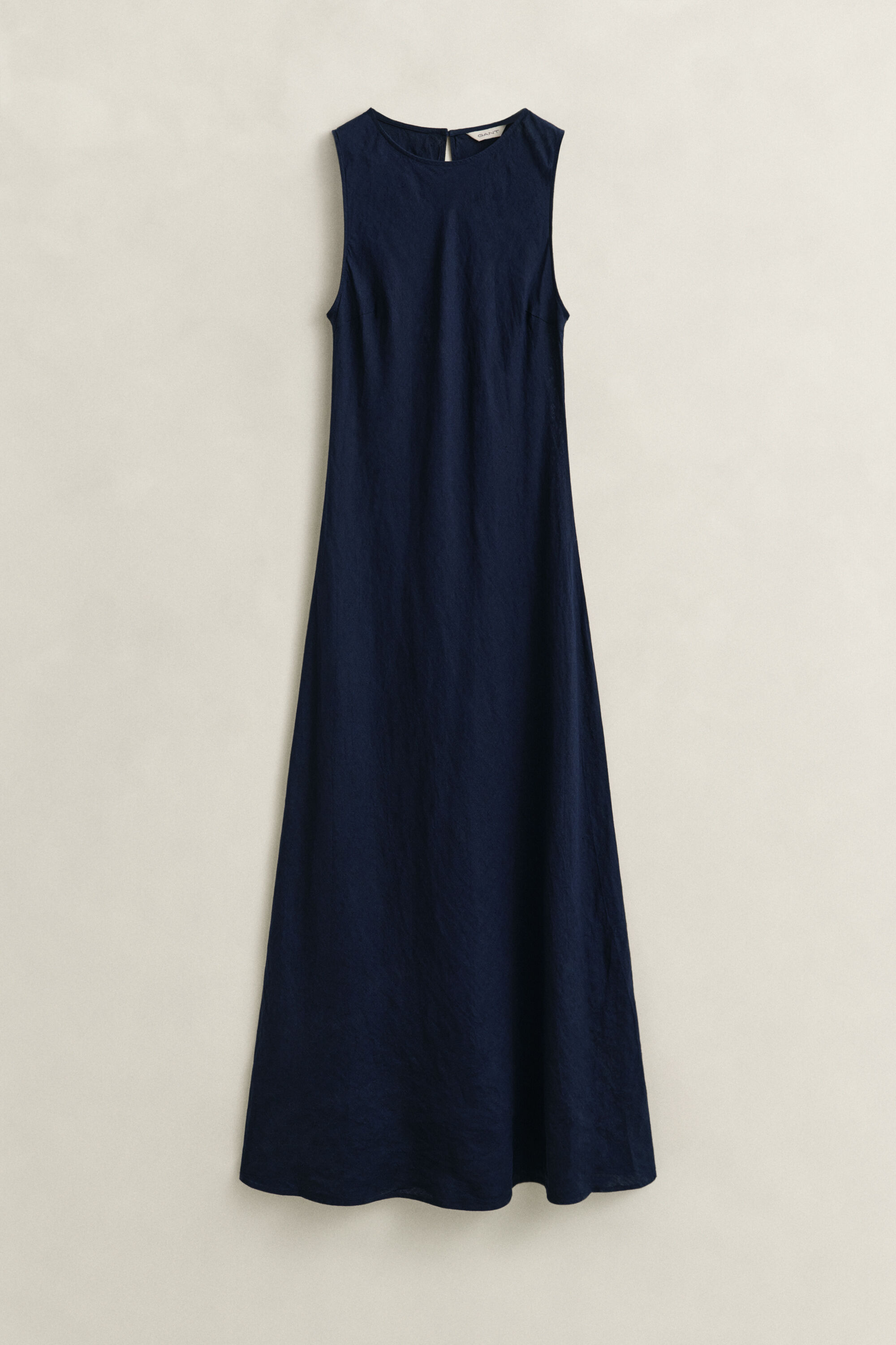 Vestido médio em linho com corte enviesado