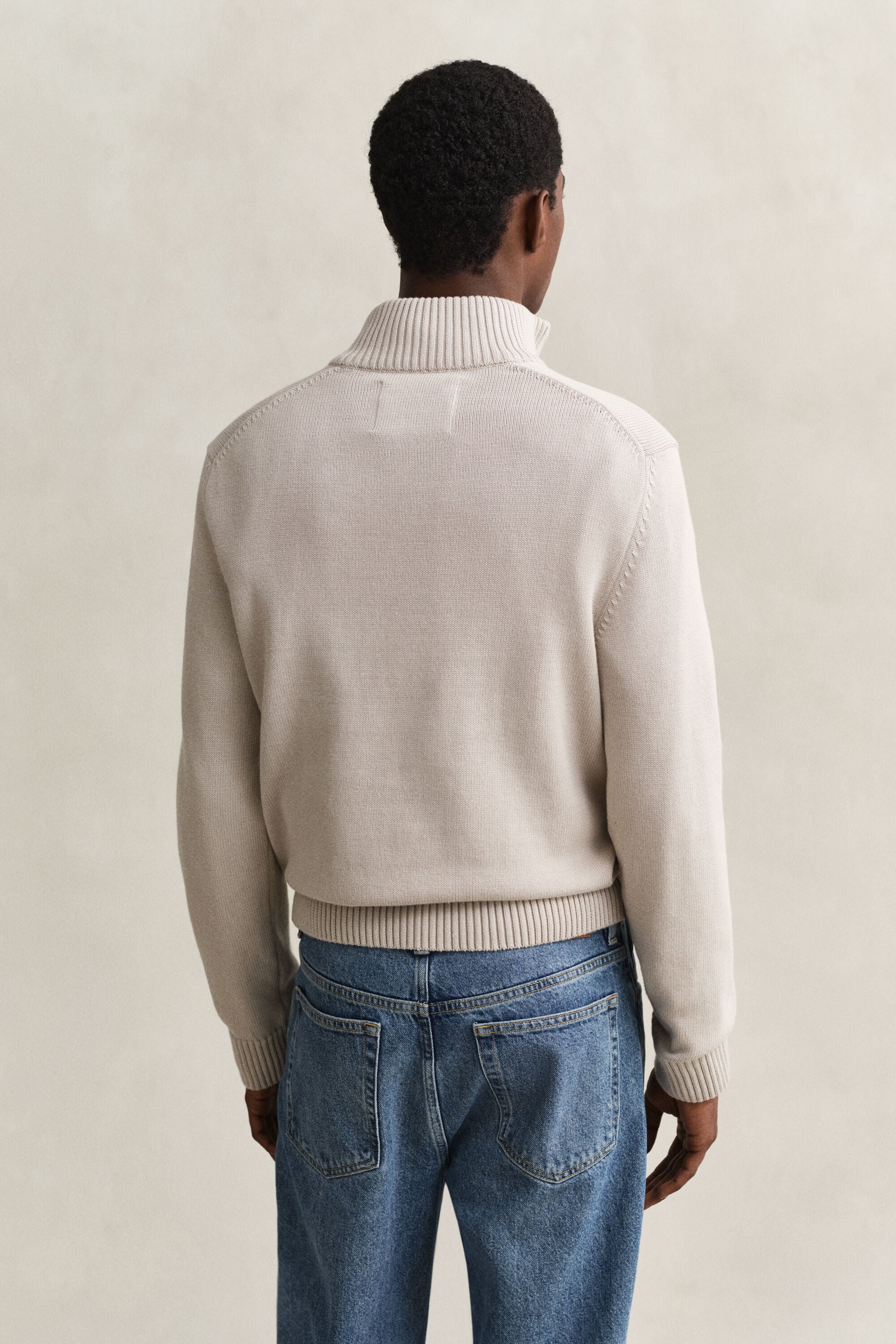 Camisola de malha em algodão com meio fecho Casual