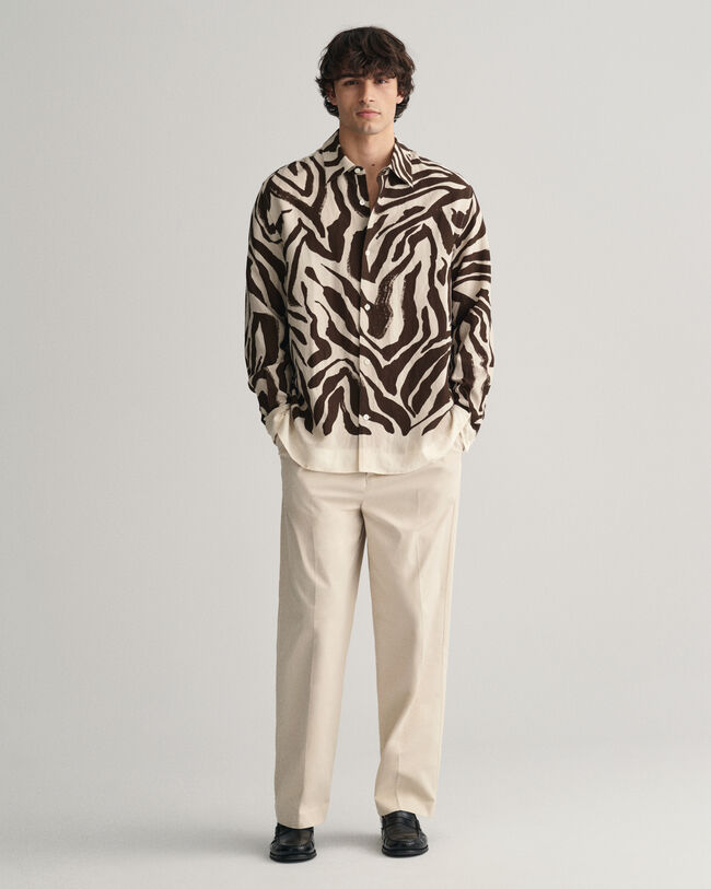 Camisa de seda com estampado Zebra relaxed fit