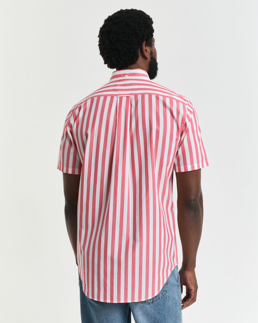 Camisa de manga curta em popelina &agrave;s riscas Classic regular fit