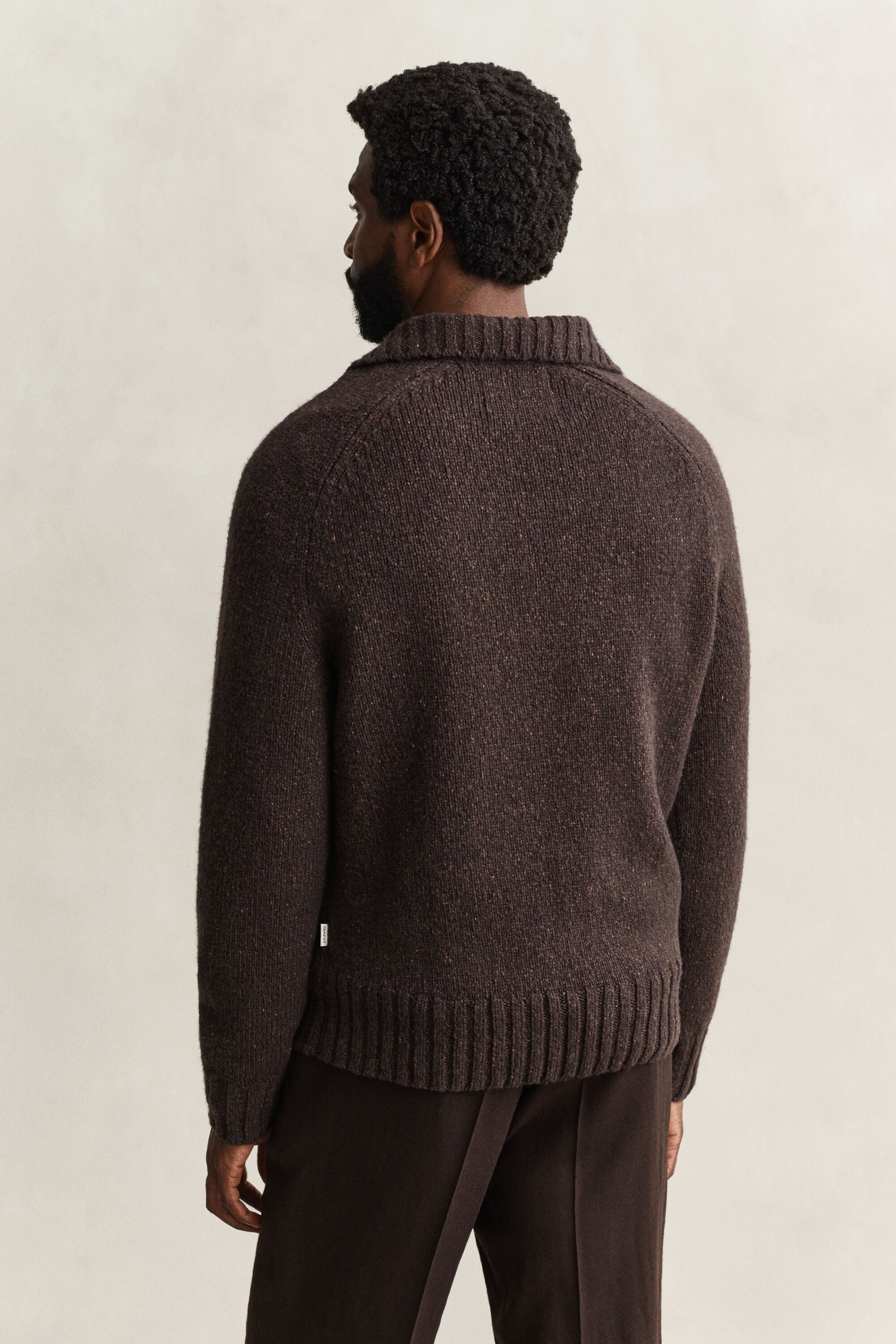 Camisola de malha estilo polo em mistura de lã e seda