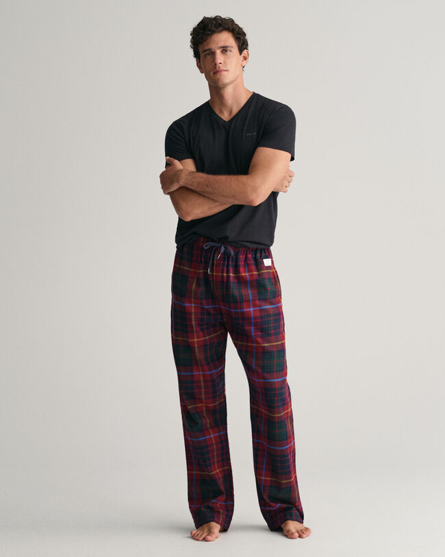 Calças de pijama com padrão de xadrez