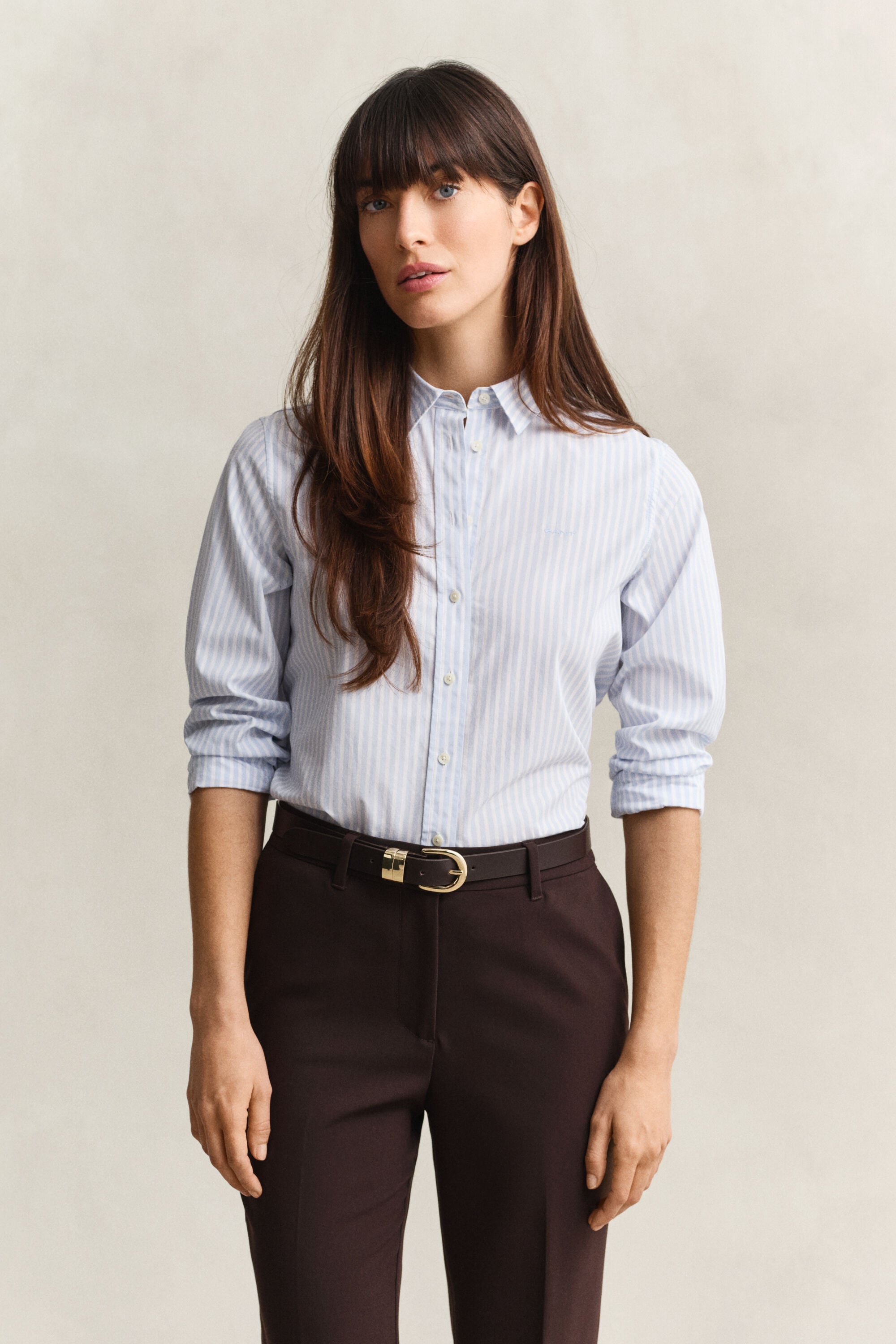 Camisa em popelina às riscas Classic regular fit
