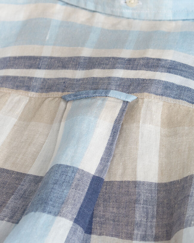 Camisa madras de linho de manga curta regular fit