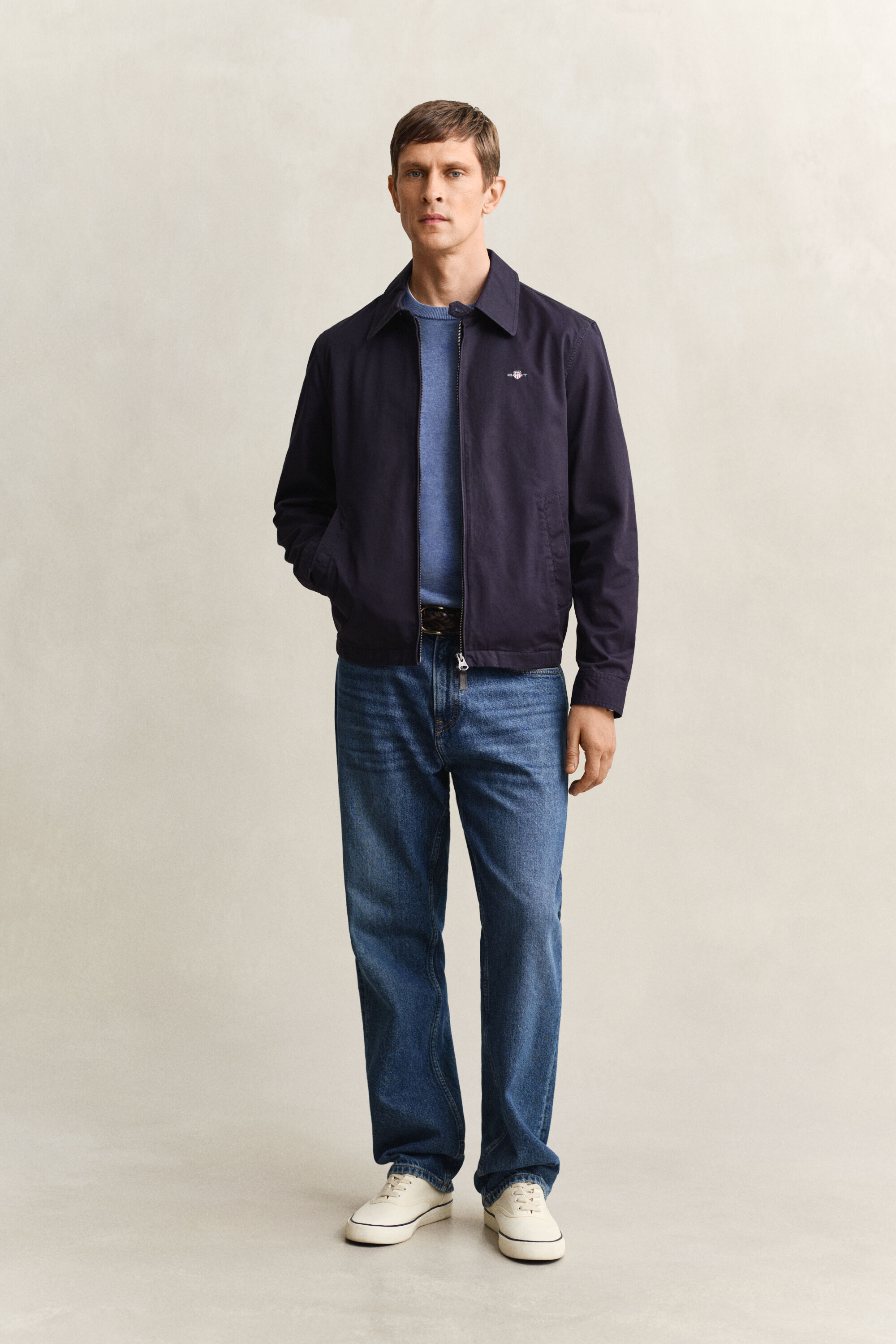 Camisola de malha com decote redondo em algodão