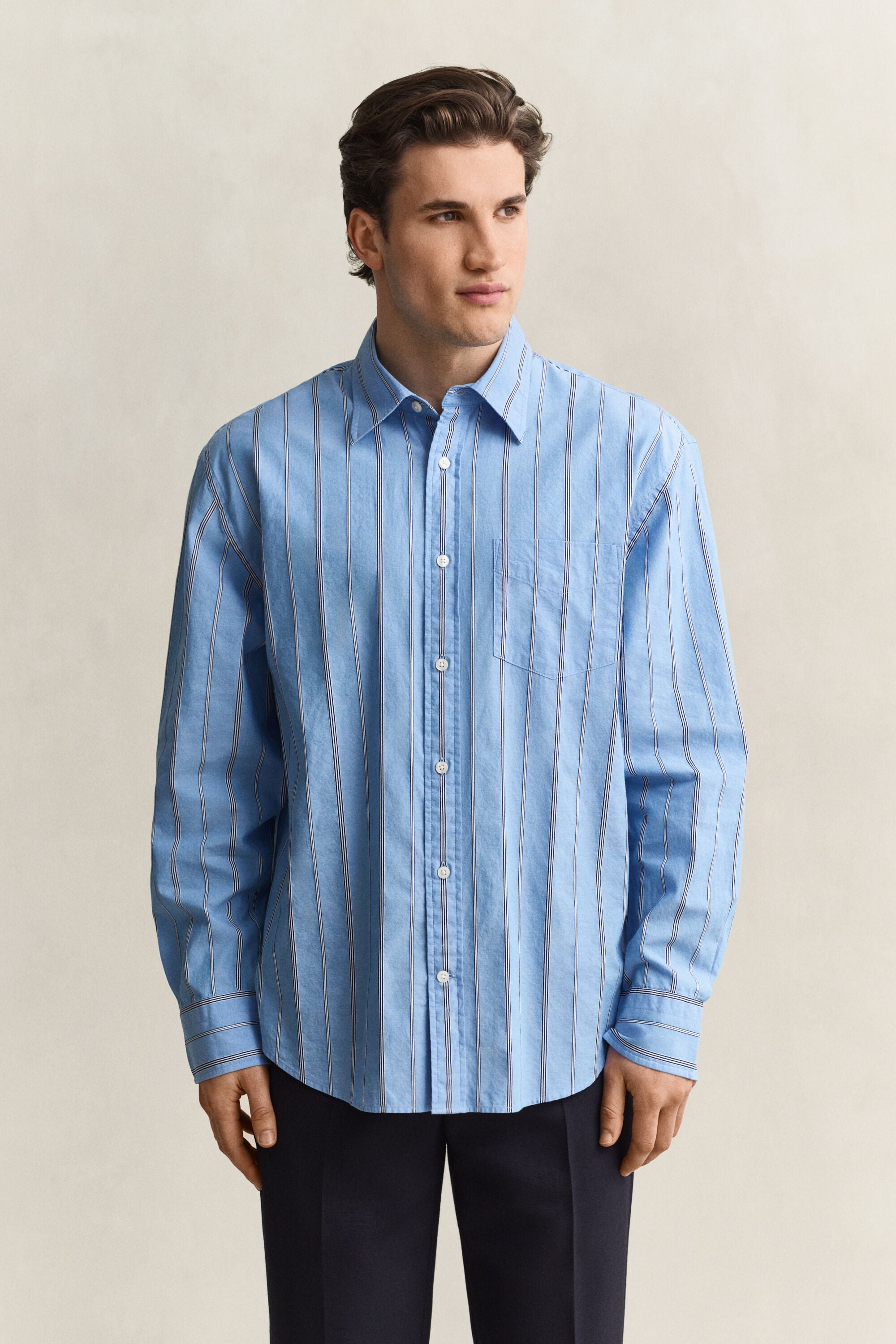 Camisa às riscas Dobby relaxed fit