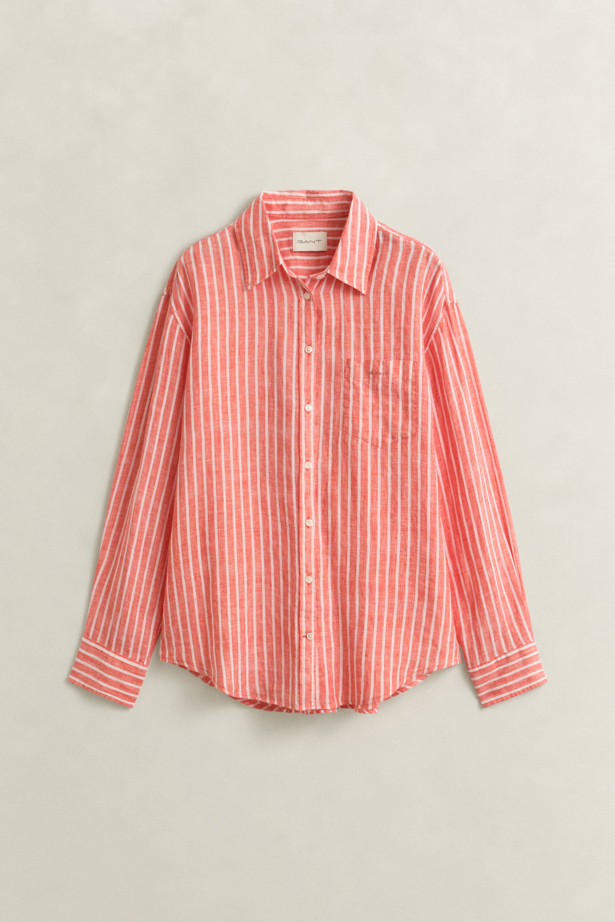 Camisa de linho às riscas relaxed fit