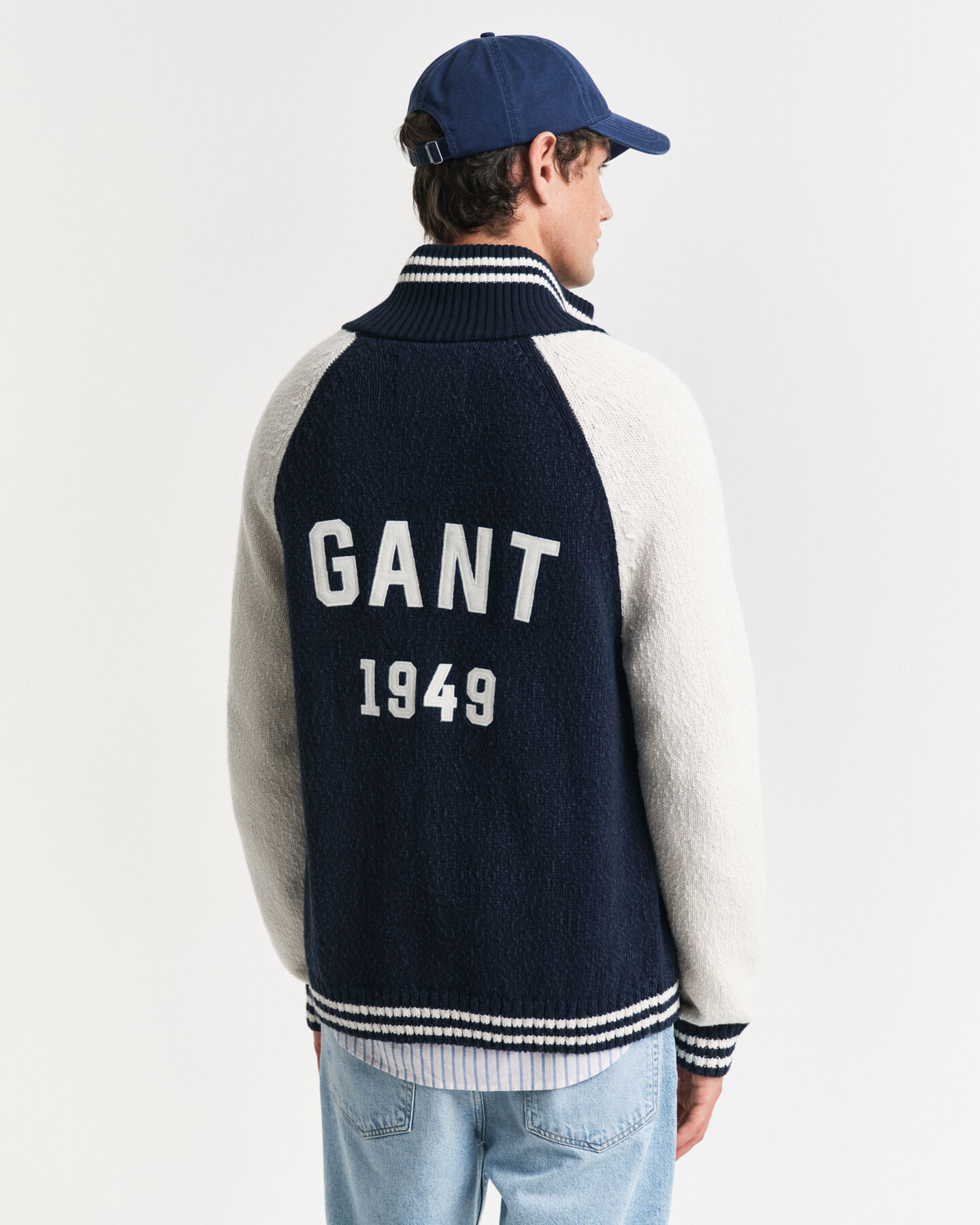 Casaco de malha com fecho de correr em algodão com mistura de fios