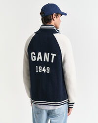 Casaco de malha com fecho de correr em algodão com mistura de fios