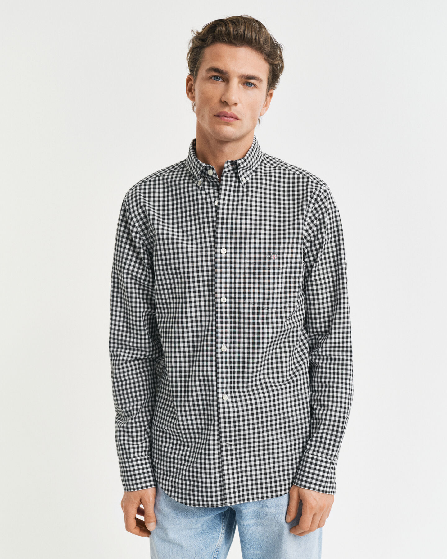 Camisa em popelina gingham Classic regular fit