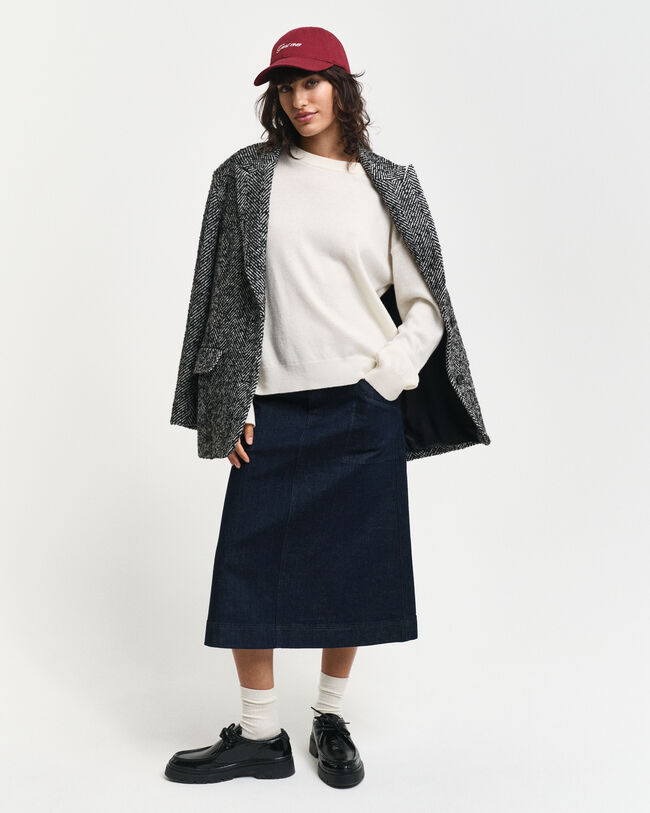 Camisola de malha com decote redondo em l&atilde; extrafina