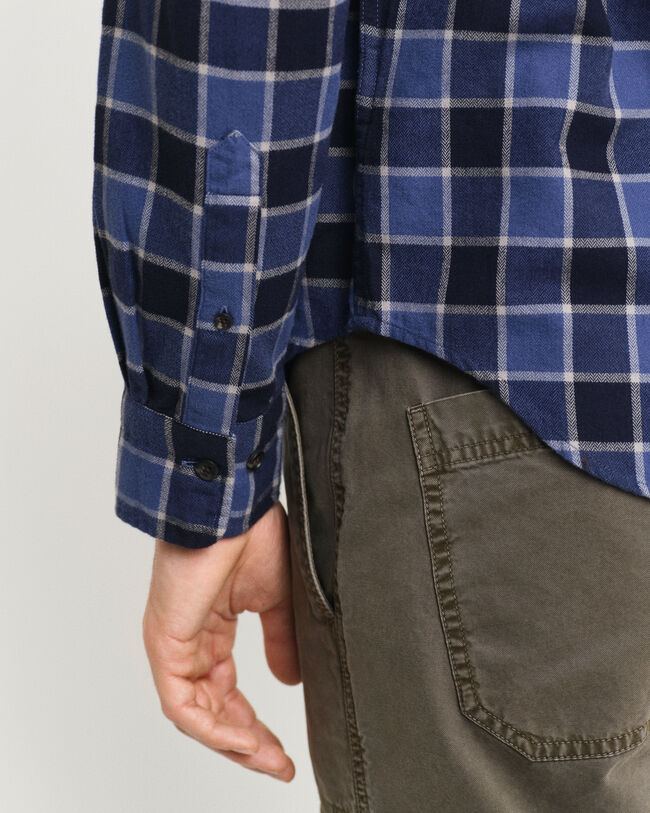 Camisa com padrão espinha de peixe e de xadrez regular fit