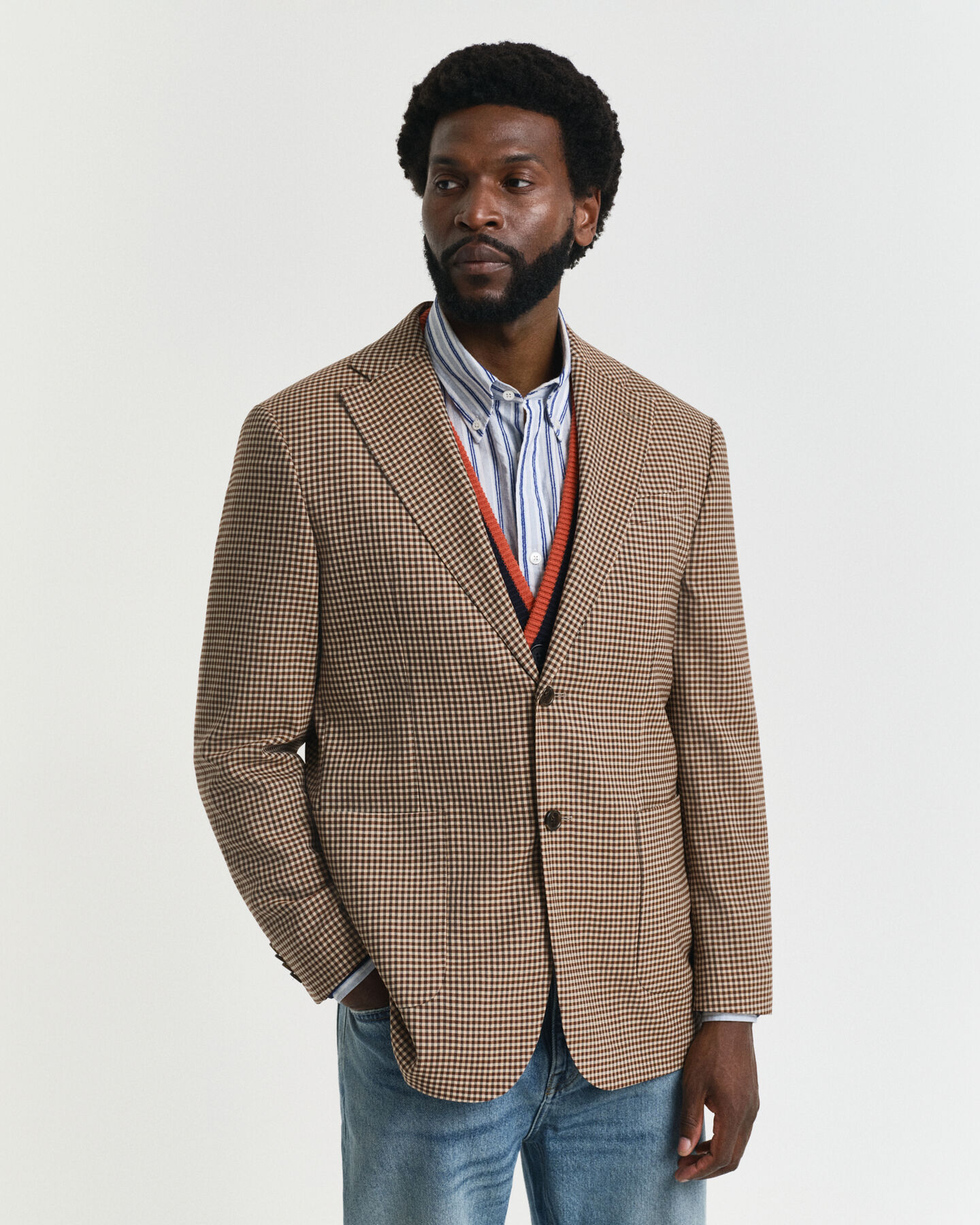 Blazer com padrão de xadrez Gingham relaxed fit
