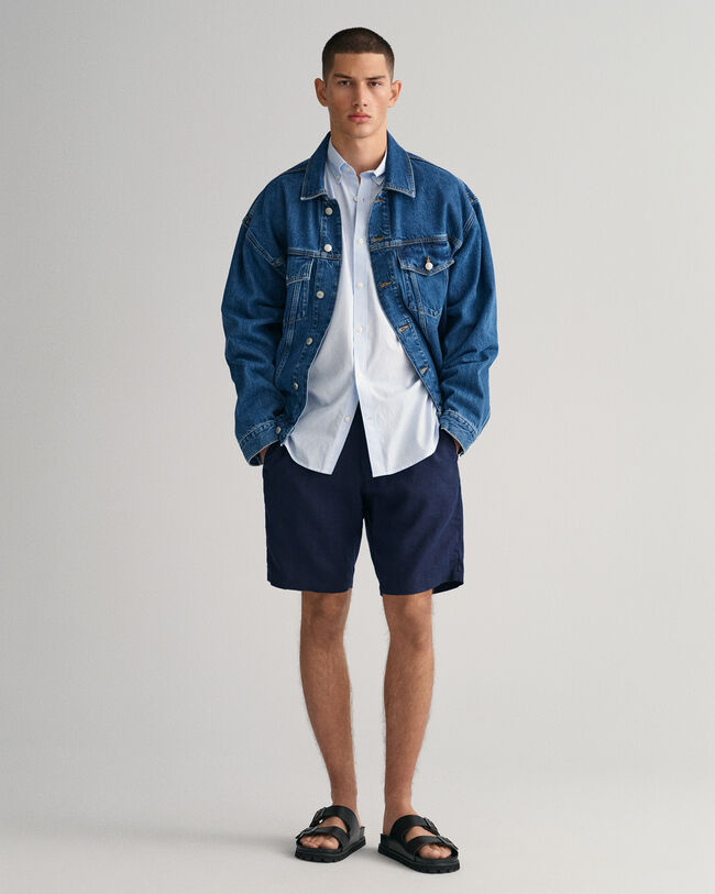 Calções com cordão de linho relaxed fit