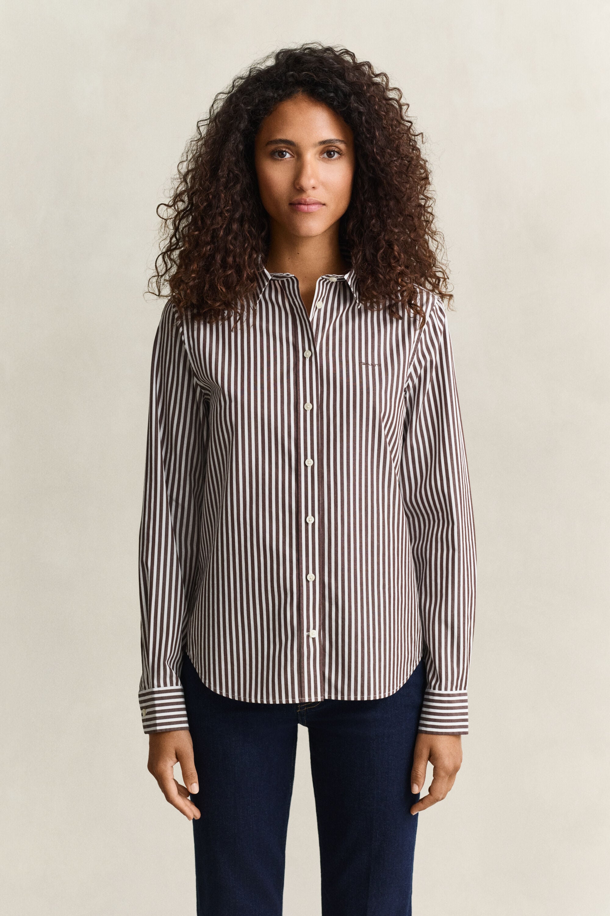 Camisa em popelina às riscas Classic regular fit