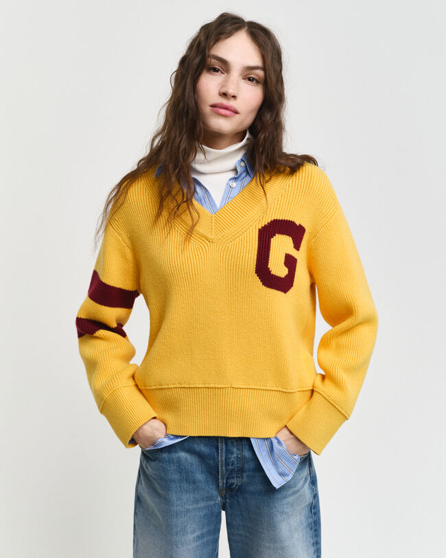 Pullover com decote em V GANT Varsity
