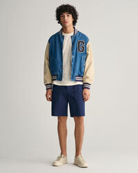 Calções de linho e algodão regular fit