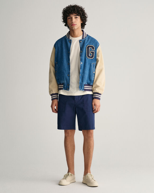 Calções de linho e algodão regular fit