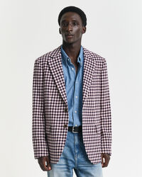 Blazer em mistura de algodão com padrão de xadrez regular fit