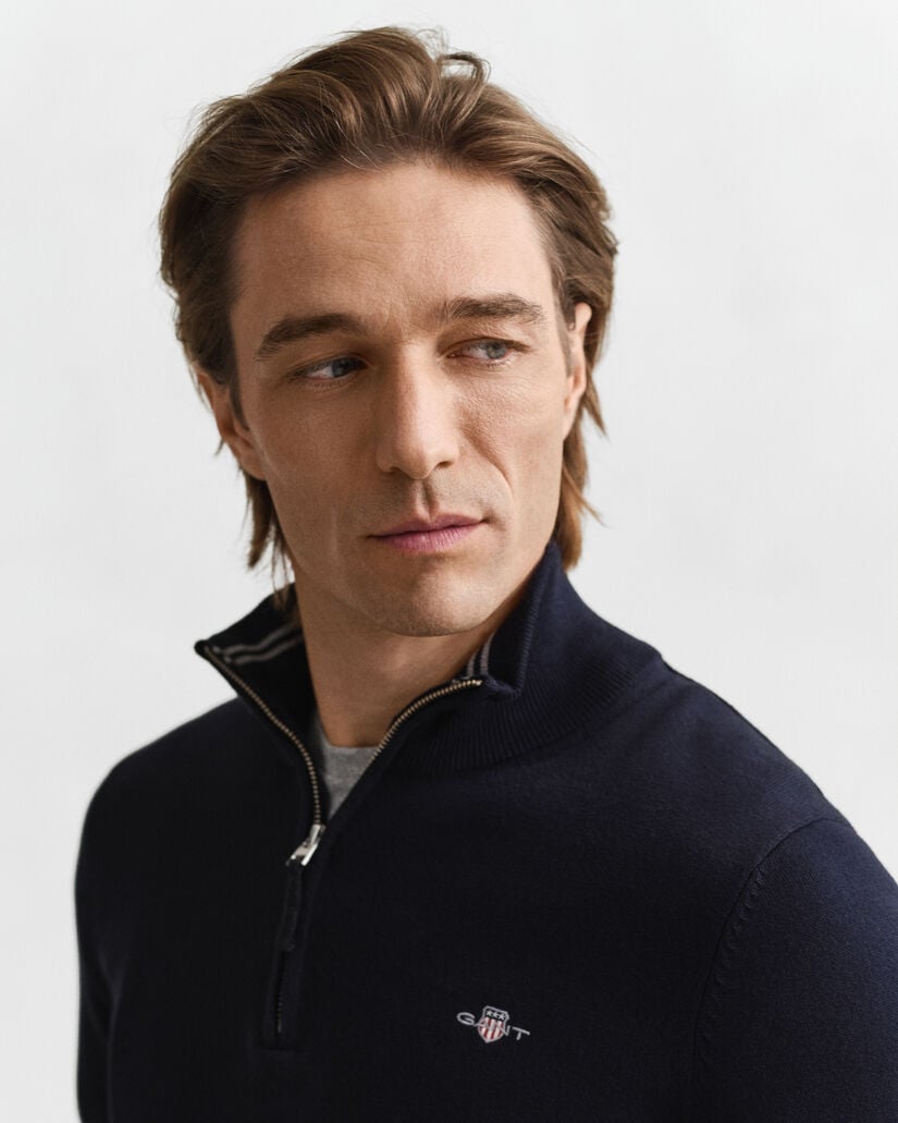 Sweatshirt com meio fecho em algodão clássico