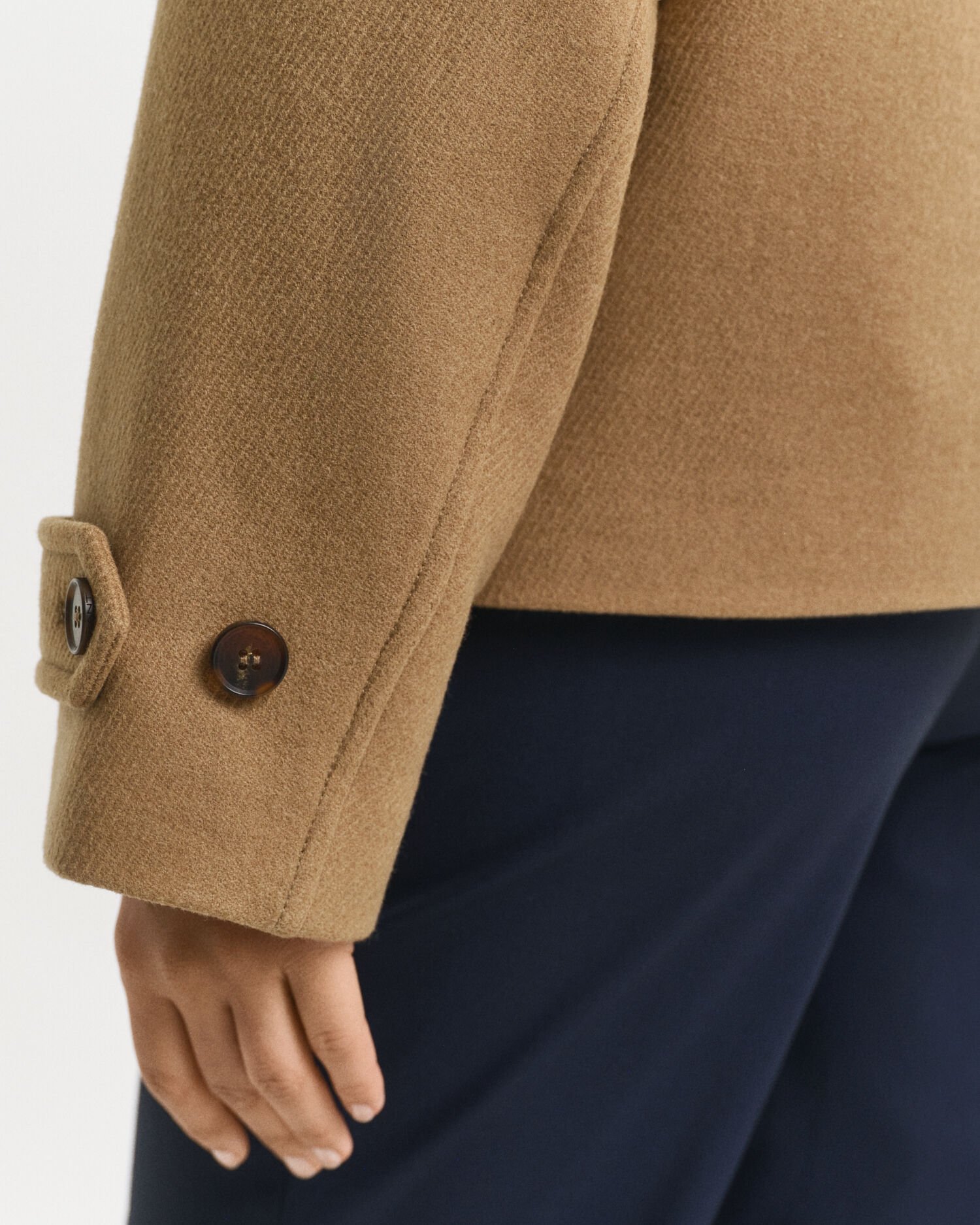 Gabardina curta em mistura de lã