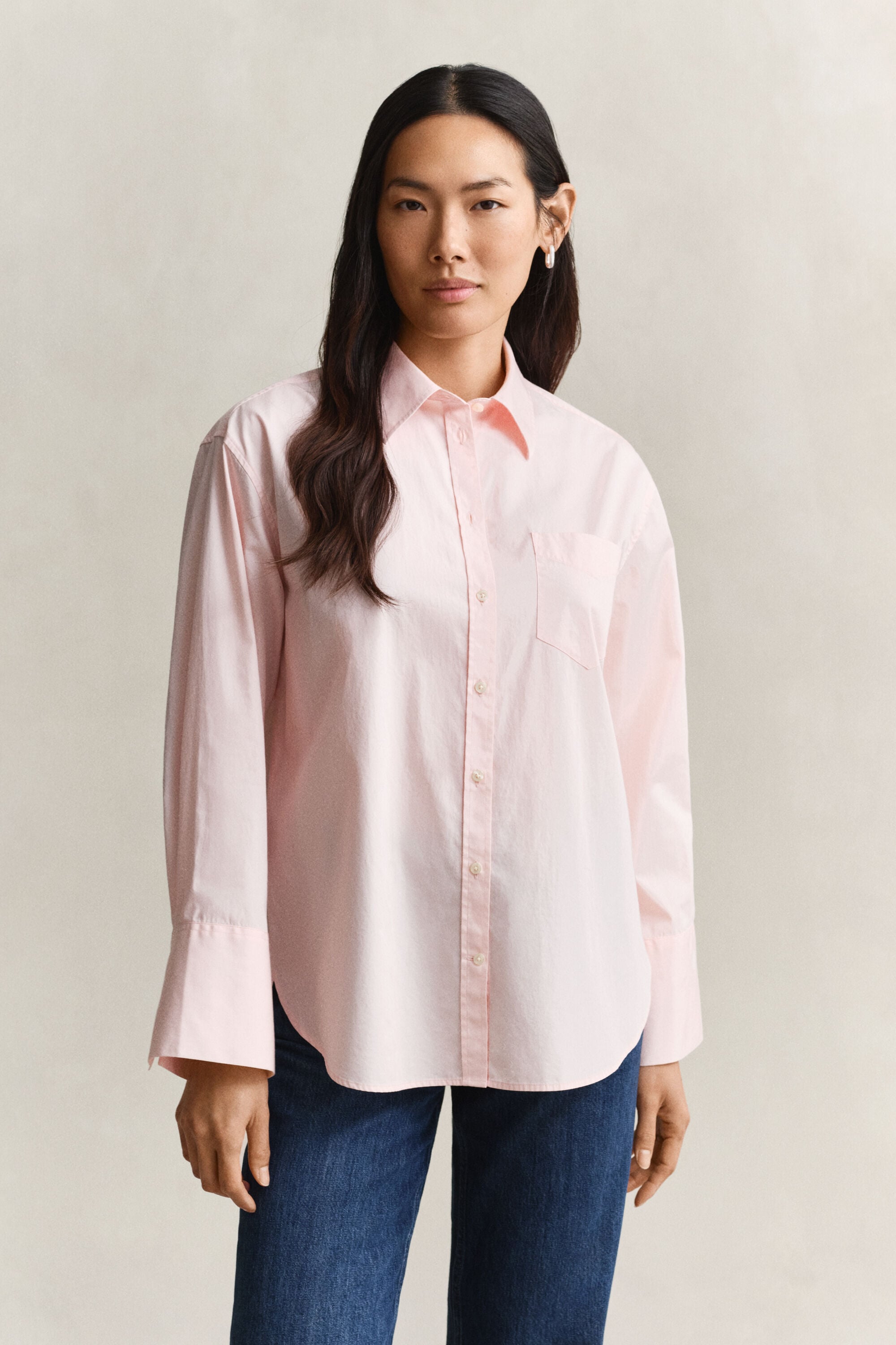 Camisa em popelina Classic com manga larga