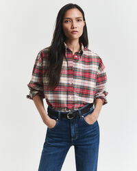Camisa Oxford clássica com padrão de xadrez oversized