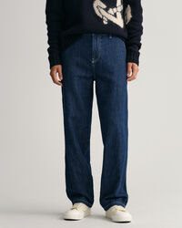 Calças de linho e algodão relaxed fit