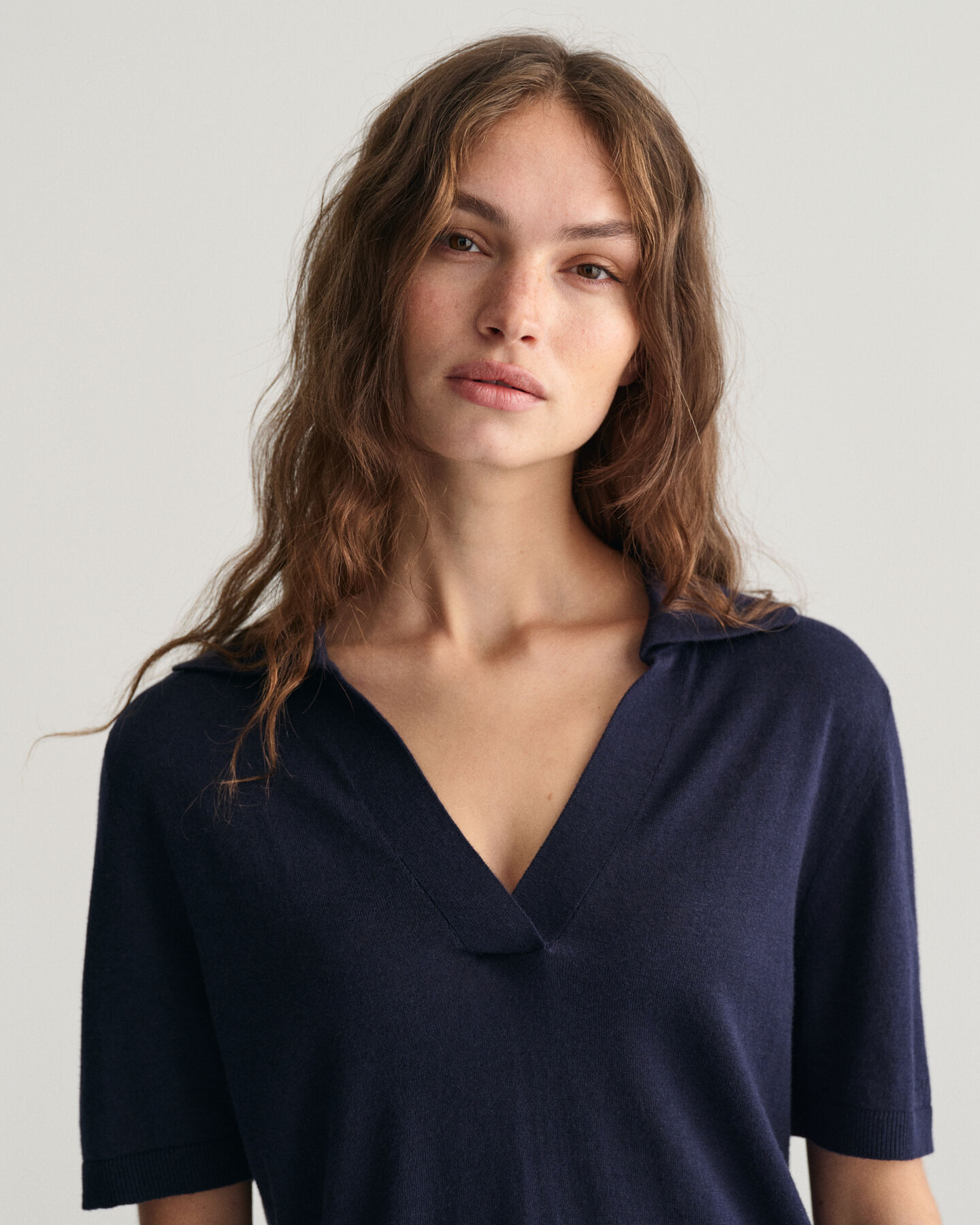 Rugger de manga curta em malha fina