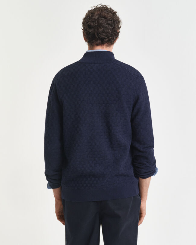 Camisola de malha com fecho de correr microtexturizada