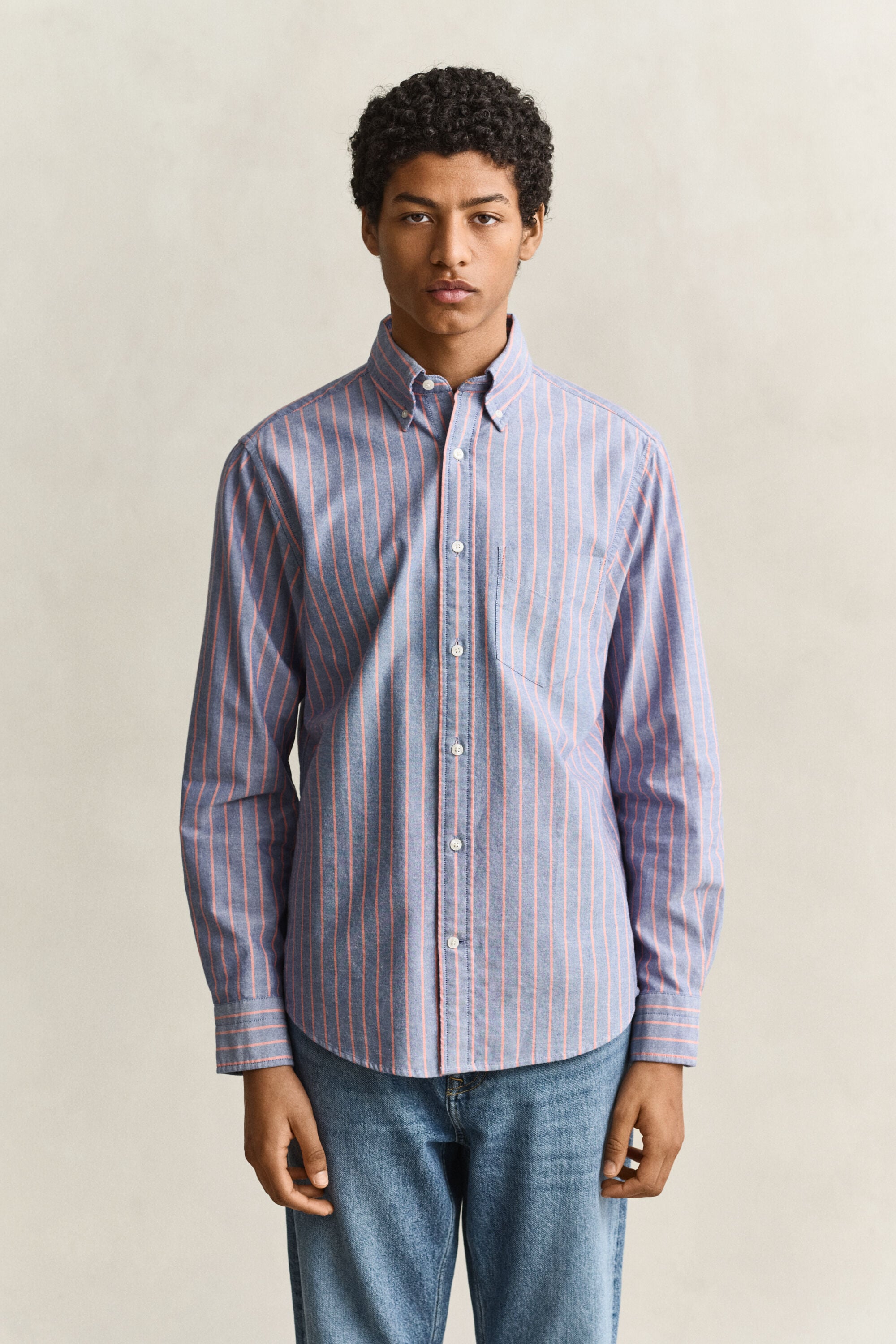 Camisa Oxford às riscas Classic