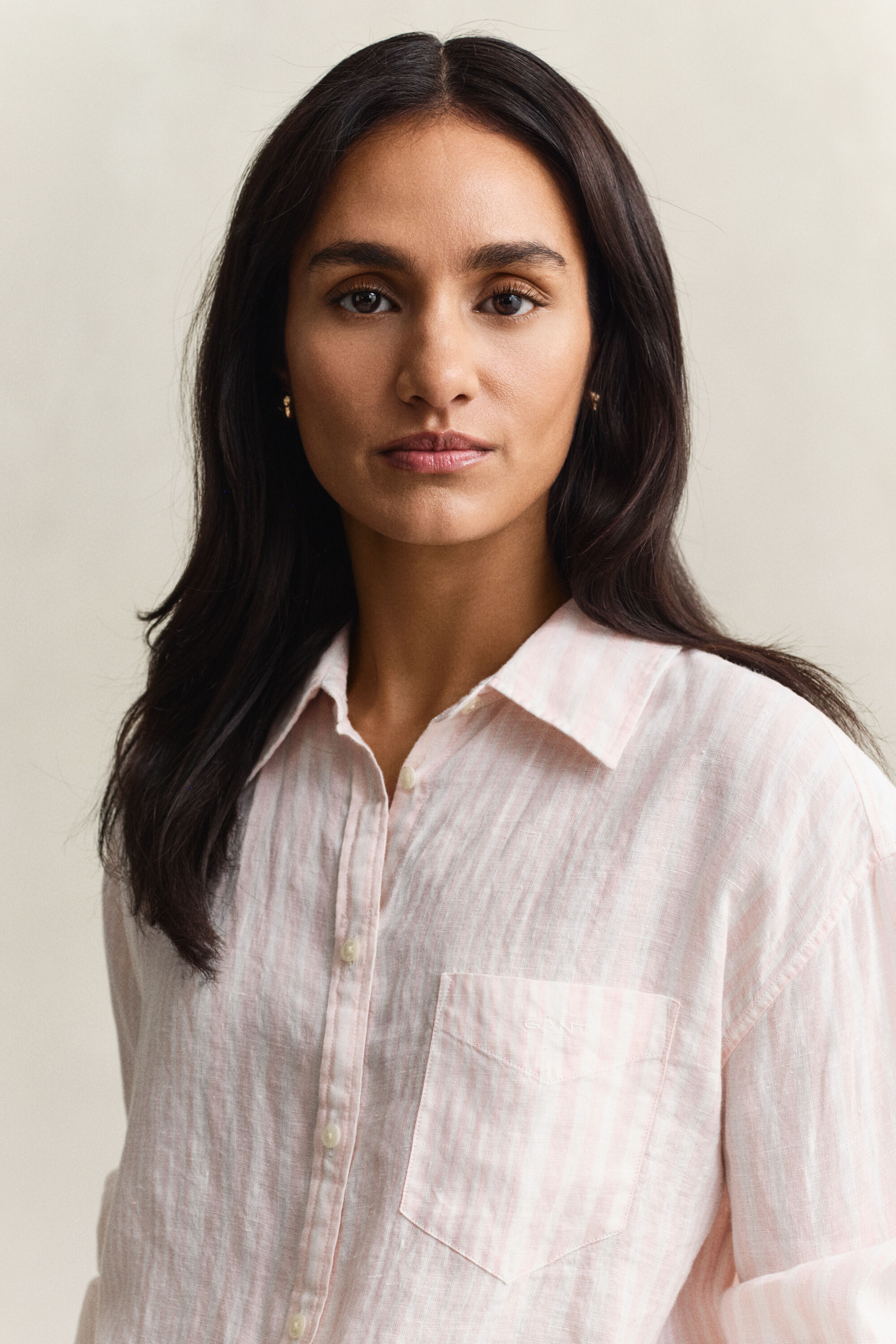 Camisa de linho às riscas relaxed fit