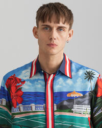 Camisa em seda com manga curta Scenery relaxed fit