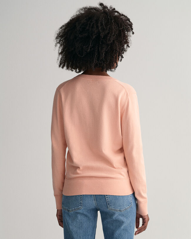 Sweatshirt com decote em V em algod&atilde;o leve