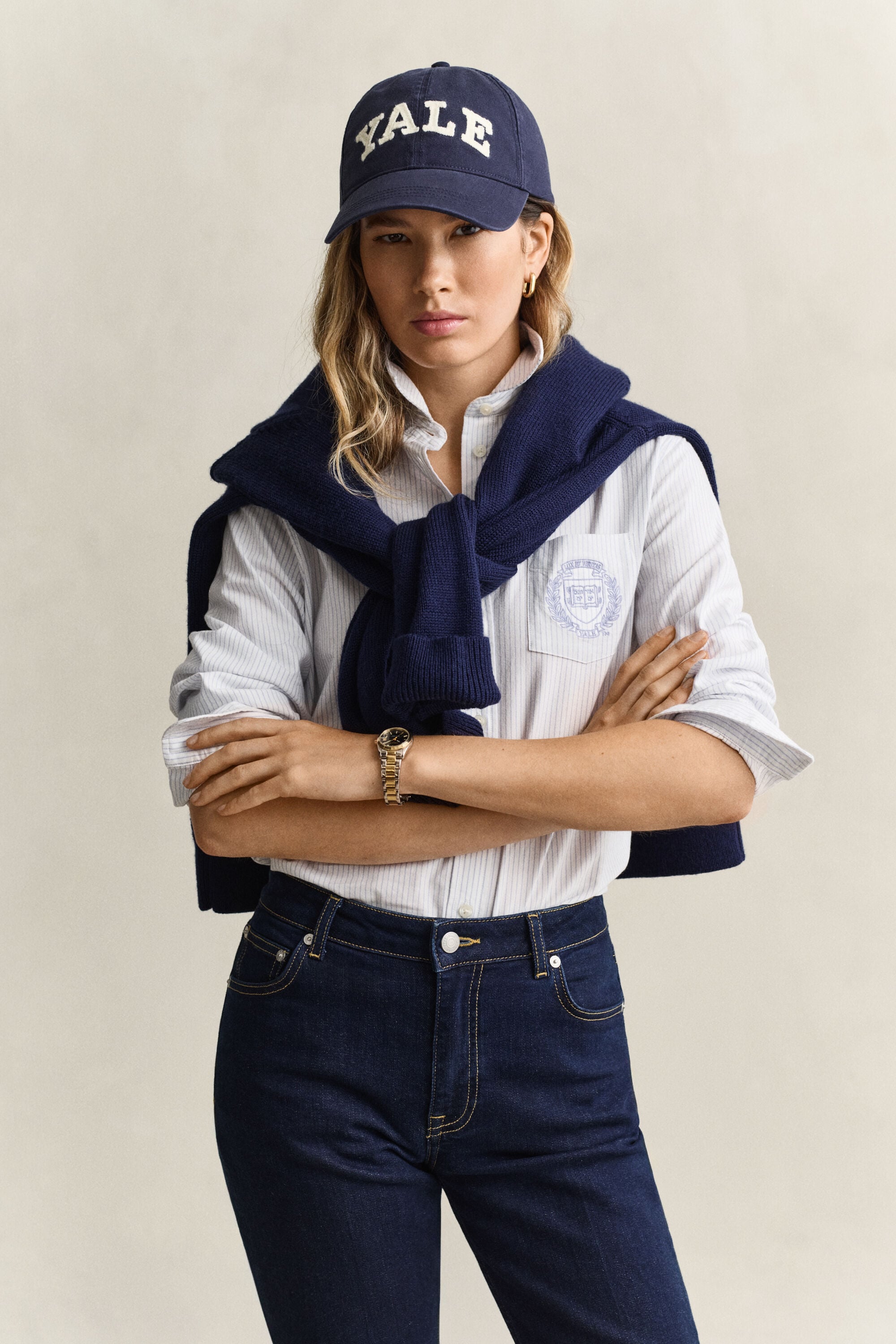 Camisa Oxford às riscas Gant x Yale
