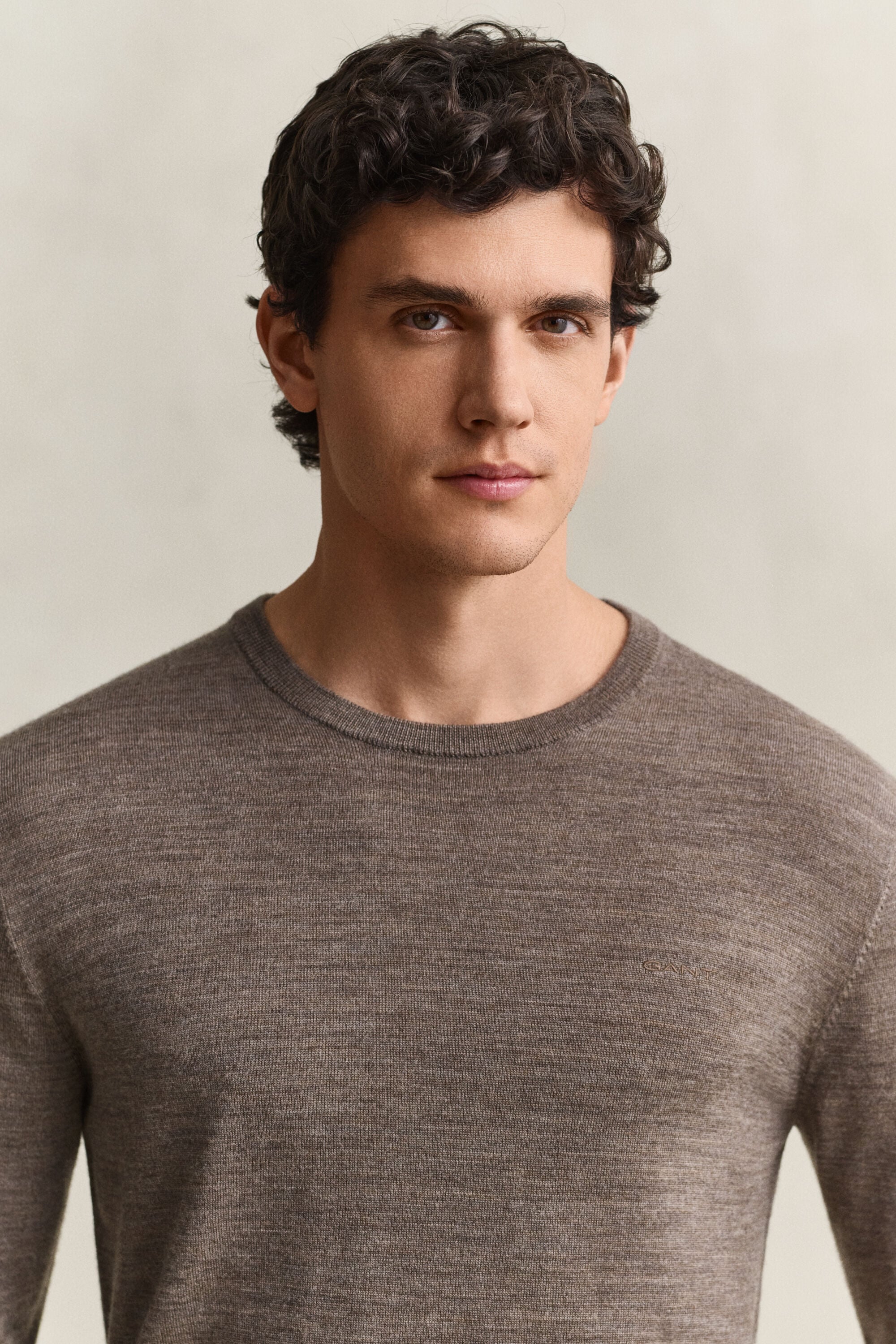 Camisola de malha com decote redondo em lã de merino