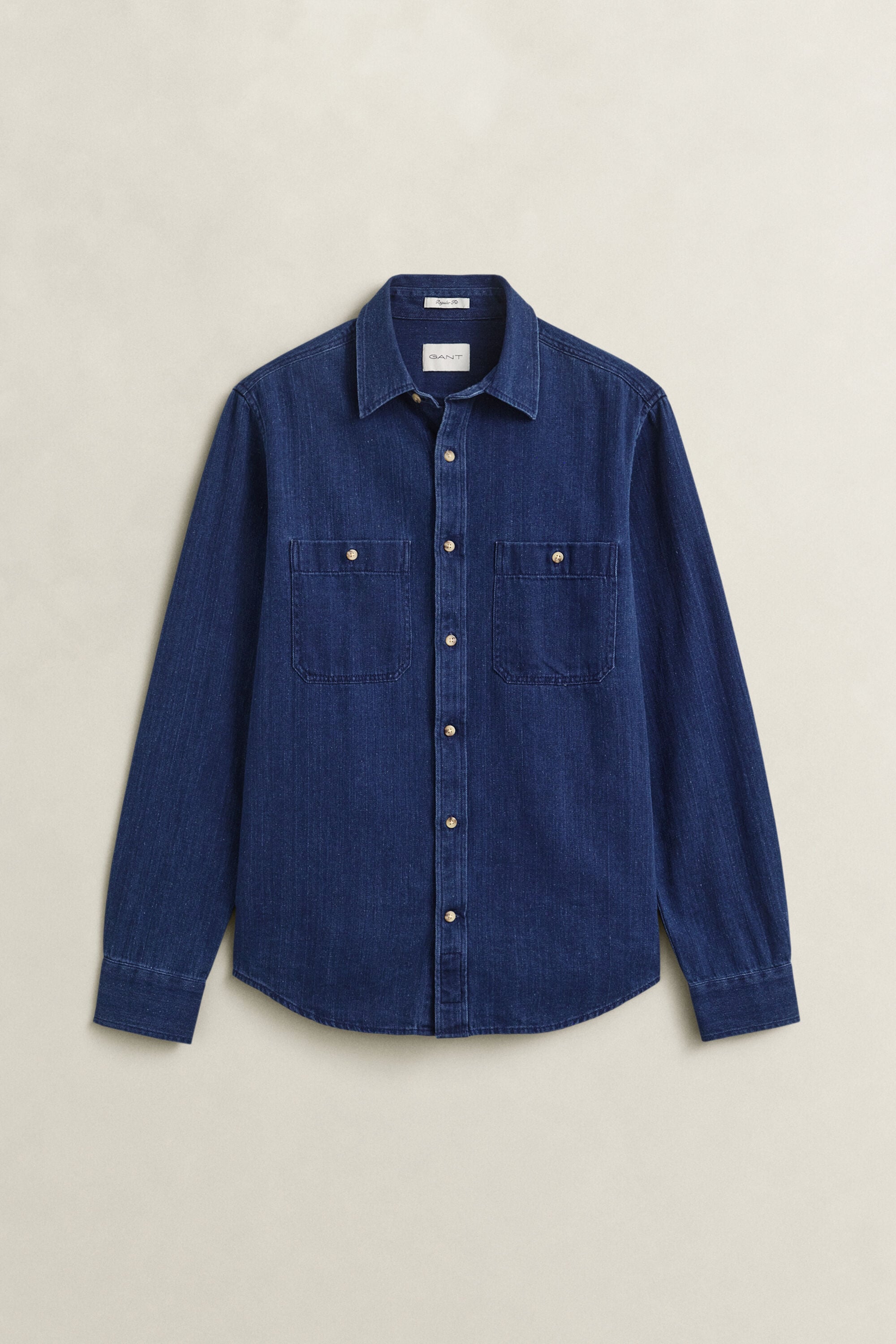 Camisa com padrão espinha de peixe índigo