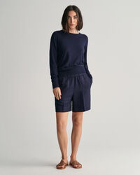 Calções pull-on em linho relaxed fit