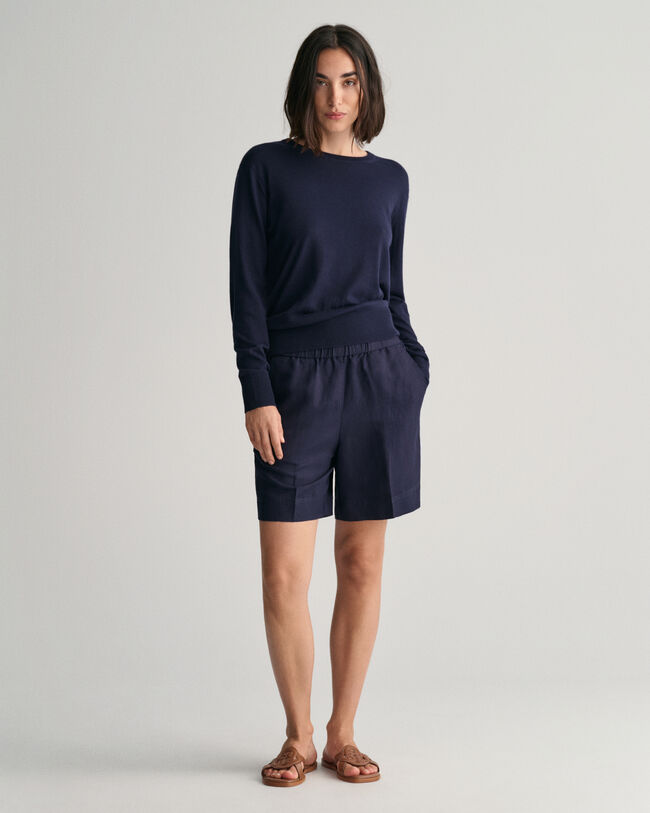 Calções pull-on em linho relaxed fit