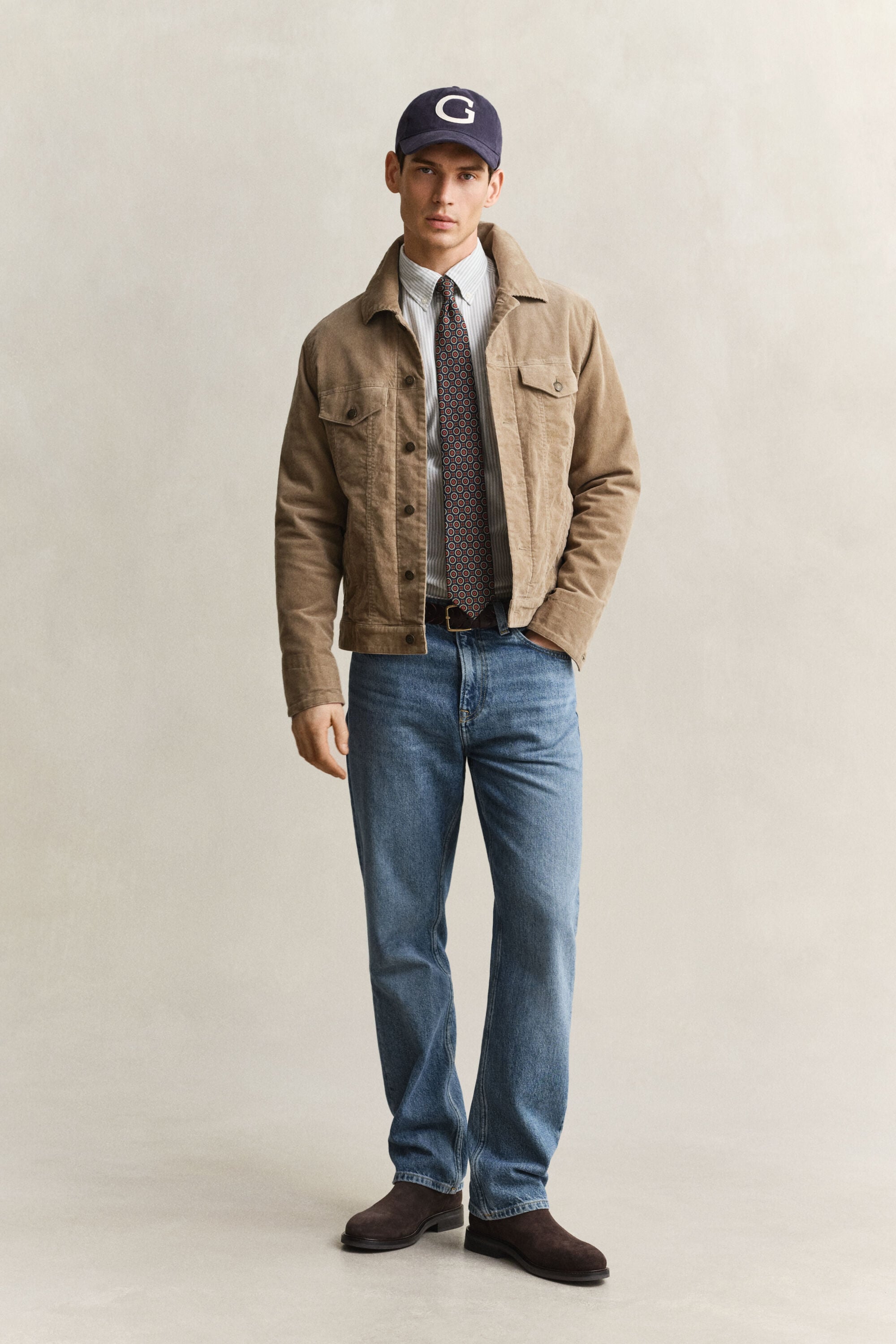 Camisa Oxford às riscas finas Classic
