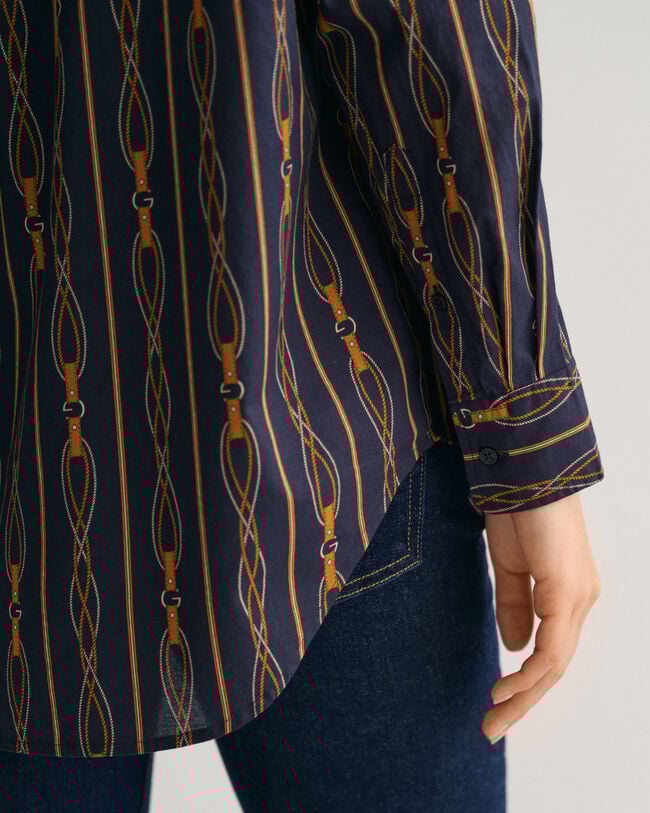 Camisa em voile de algod&atilde;o &agrave;s riscas Rope relaxed fit